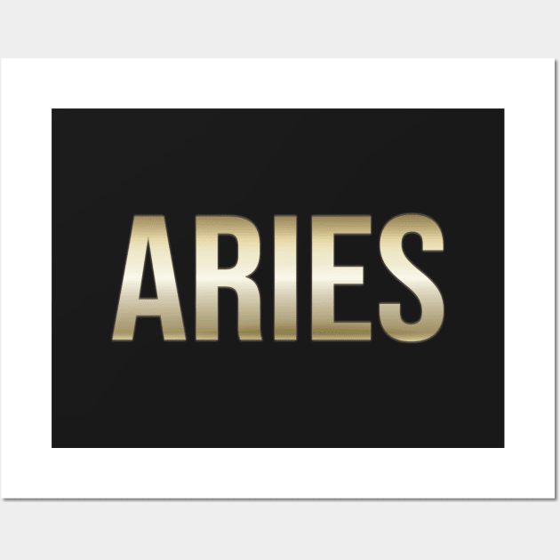 Gold Aries Zodiac Sign, Aesthetic Aries Text, Minimal, minimalist, Aries Horoscope, Aries Astrological Sign Wall Art by aleynanuhveren